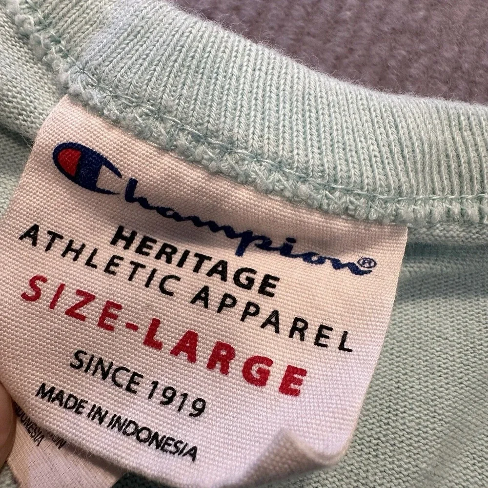 Champion Men's Short‎ Sleeve Large 100% Cotton Vintage All Over Print - Picture 3 of 6